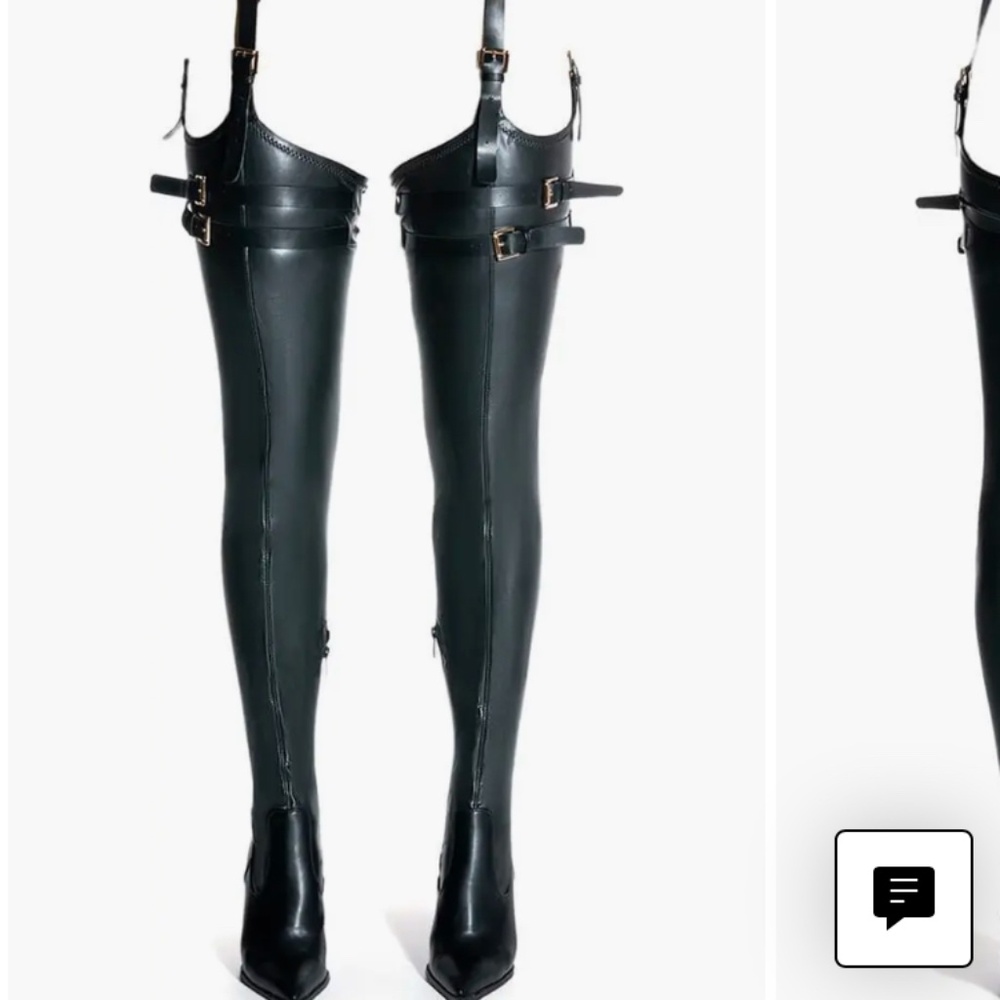 NIB Black Thigh High Garter Boots, Azalea Wang “Alessia” Sz 7.5